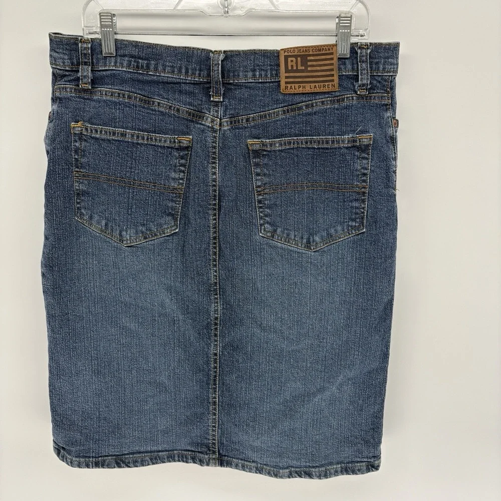 Vintage Y2K Polo Jeans Ralph Lauren Low Rise Denim Pencil‎ Skirt Women Size 12